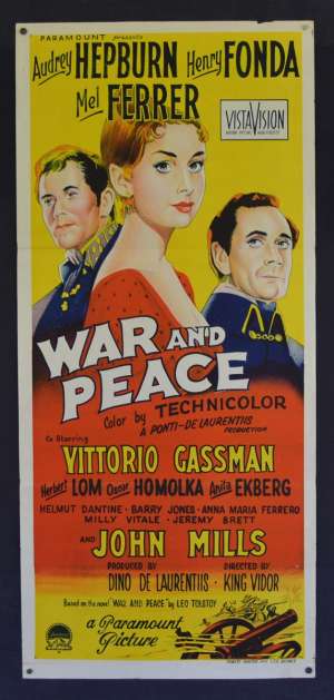 War And Peace Movie Poster Original Daybill 1960&#039;s RI Audrey Hepburn Henry Fonda