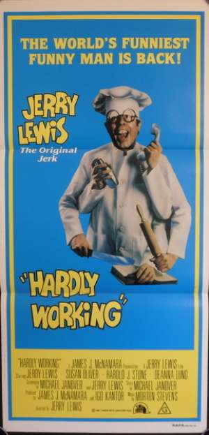 Hardly Working 1980 Daybill Movie poster Jerry Lewis
