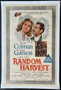 Random Harvest 1942 Movie Poster One Sheet Linen Backed Greer Garson