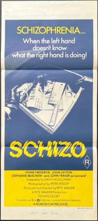 Schizo Poster Original Daybill RARE 1976 Horror Slasher Lynne Frederick