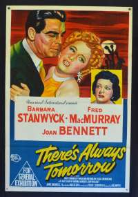 There's Always Tomorrow 1956 One Sheet Movie Poster Barbara Stanwyck Fred MacMurray