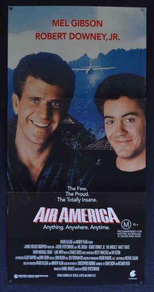 Air America Movie Poster Original Daybill 1990 Mel Gibson Robert Downey Jr. Vietnam