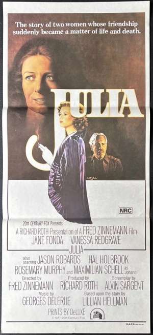 Julia Poster Original Daybill 1977 Jane Fonda Fred Zinnemann Vanessa Redgrave