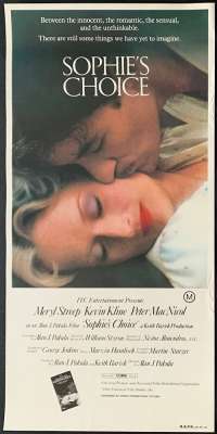 Sophie&#039;s Choice Daybill Poster Original 1982 Rolled Never Folded 1982 Meryl Streep