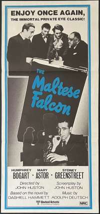 The Maltese Falcon Poster Original Daybill 1970s Re-Issue Film Noir
