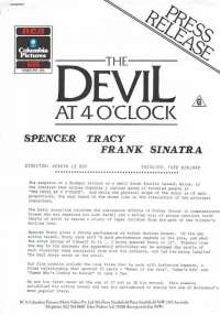 The Devil At 4 O&#039;Clock 1961 Home Video 2 page 1986 Press Release Spencer Tracy