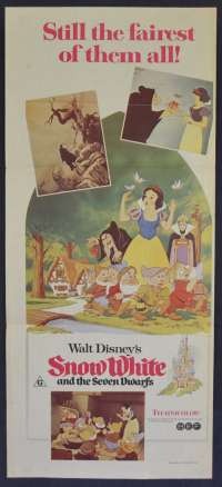 Snow White And The Seven Dwarfs Movie Poster Original Daybill 1970's RI Disney