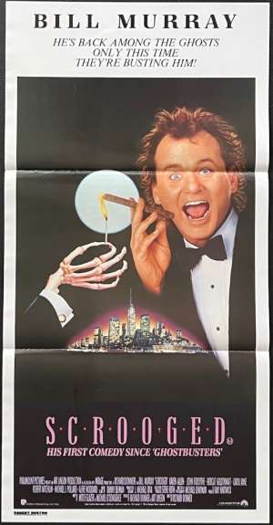 Scrooged Poster Original Daybill 1988 Bill Murray Karen Allen Ghosts