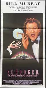 Scrooged Poster Original Daybill 1988 Bill Murray Karen Allen Ghosts