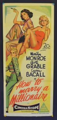 How To Marry A Millionaire movie poster Daybill Marilyn Monroe Lauren Bacall
