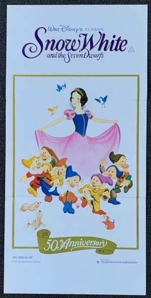 Snow White And The Seven Dwarfs movie poster Original Daybill Disney 1987 RI