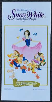 Snow White And The Seven Dwarfs movie poster Original Daybill Disney 1987 RI