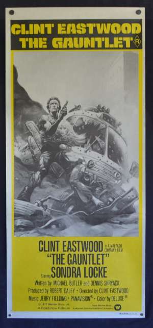 The Gauntlet Poster Original Daybill 1977 Yellow Art Clint Eastwood