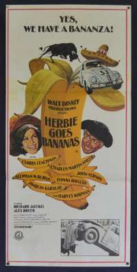 Herbie Goes Bananas Poster Original Daybill 1980 Disney Cloris Leachman Love Bug