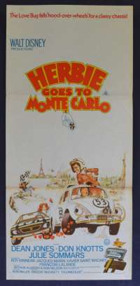 Herbie Goes To Monte Carlo Poster Original Daybill 1977 Disney Dean Jones Love Bug