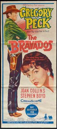The Bravados Poster Original Daybill 1958 Gregory Peck Joan Collins