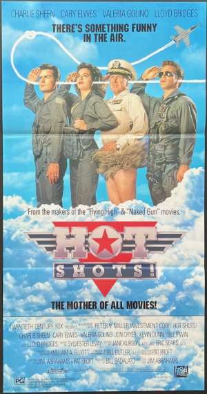 Hot Shots Poster Original Daybill 1991 Charlie Sheen Cary Elwes Top Gun