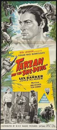 Tarzan And The She Devil Poster Daybill Rare Original 1953 Lex Barker