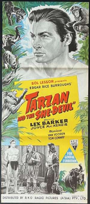 Tarzan And The She Devil Poster Daybill Rare Original 1953 Lex Barker