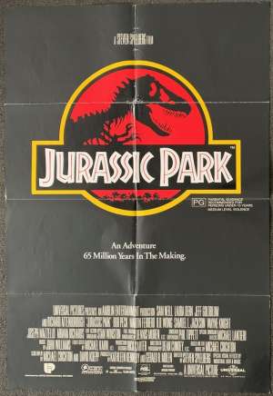 Jurassic Park Poster Original One Sheet 1993 Sam Neil Laura Dern Dinosaurs