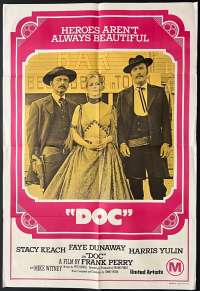 Doc Poster One Sheet Original 1971 Stacy Keach Faye Dunaway Western
