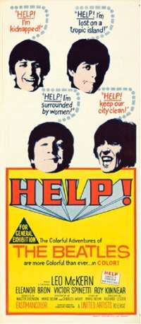 Help The Beatles John Lennon Paul McCartney movie poster Daybill