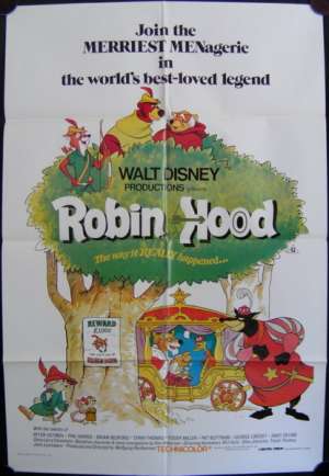 Robin Hood Poster Disney Original One Sheet 1983 Re-Issue Animation