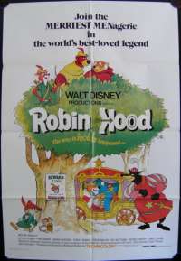 Robin Hood Poster Disney Original One Sheet 1983 Re-Issue Animation