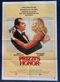 Prizzi&#039;s Honor Poster Original One Sheet 1985 Jack Nicholson Kathleen Turner