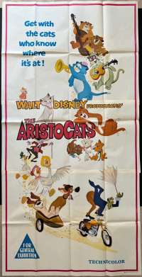 The Aristocats Poster Original 3 Sheet Rare 1971 Wenzel Art Disney