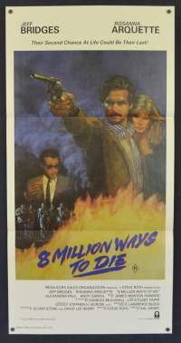 8 Million Ways To Die 1986 Daybill movie poster RARE Jeff Bridges Rosanna Arquette Andy Garcia