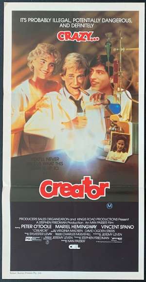 Creator Poster Original Daybill 1985 Peter O&#039;Toole Vincent Spano