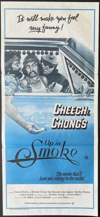 Cheech And Chong&#039;s Up In Smoke Poster Original Daybill Rare Duo Tone Art