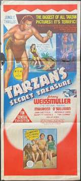 Tarzan's Secret Treasure Poster Rare Art Daybill Original 1957 Re-Issue