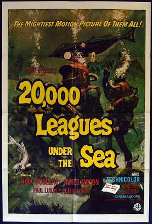 20,000 Leagues Under The Sea Poster Original One Sheet 1970&#039;s RI Kirk Douglas