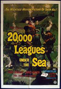 20,000 Leagues Under The Sea Poster Original One Sheet 1970's RI Kirk Douglas