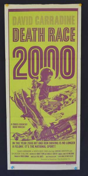 Death Race 2000 Poster Original Daybill 1975 David Carradine Sylvester Stallone