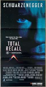 Total Recall Movie Poster Original Daybill Arnold Schwarzenegger Sharon Stone
