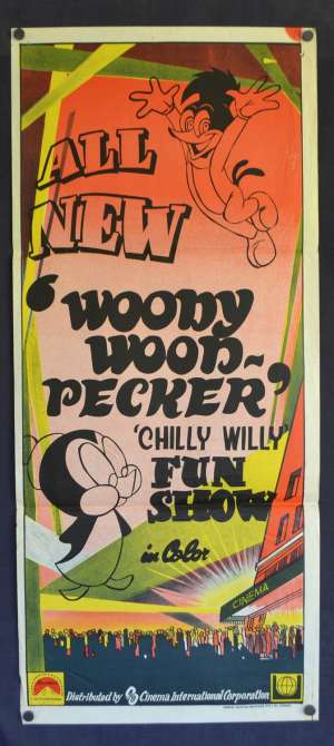 Woody Wood Pecker Chilly Willy Fun Show Poster Original Daybill 1970&#039;s CIC Comedy