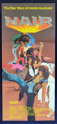 Hair Poster Original Daybill 1979 Milos Foreman Treat Williams Beverly D'Angelo