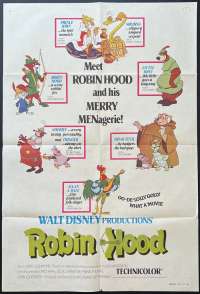 Robin Hood Poster Disney Original Rare One Sheet 1975 First Release