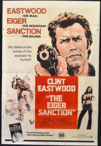 The Eiger Sanction Poster Original One Sheet 1970's Re-Issue Clint Eastwood