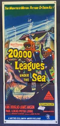 20,000 Leagues Under The Sea Poster Original Daybill 1960&#039;s RI Kirk Douglas Vintage
