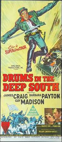 Drums In The Deep South Movie Poster Original Daybill 1951 RKO Guy Madison