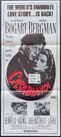 Casablance Daybill Poster Original 1980 Re-Issue Humphrey Bogart
