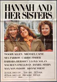 Hannah And Her Sisters Poster One Sheet Original 1986 Woody Allen Michael Caine