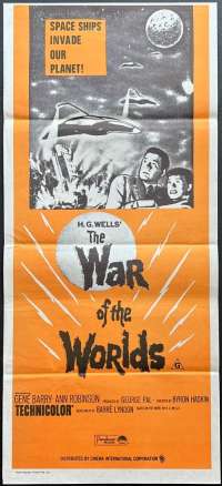 War Of The Worlds 1953 Movie Poster Original Daybill 1970&#039;s RI H.G. Wells