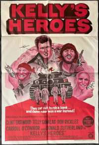 Kellys Heroes Poster Rare Original One Sheet 1970's R I Clint Eastwood