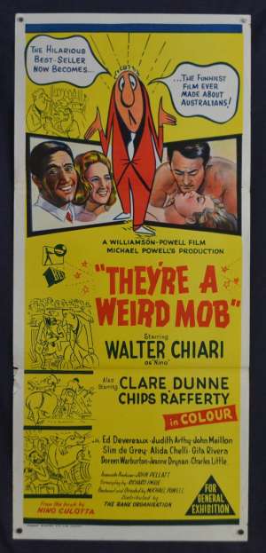 They&#039;re A Weird Mob Movie Poster Original Daybill 1966 Chips Rafferty Jacki Weaver