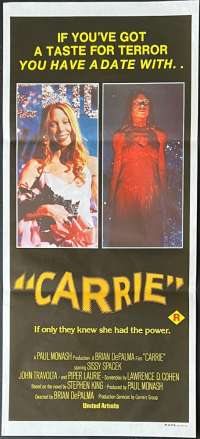 Carrie Poster Original Daybill 1976 Sissy Spacek John Travolta Stephen King